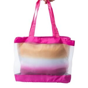Summer Cooler Tote Ombré Pink White Orange with Side Mesh Pocket New With Tags